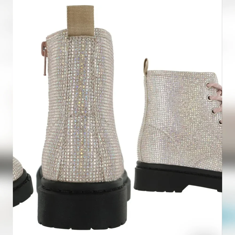 MIA- Little Kids' Jayn Glitter Lug Sole Lace-Up Boot - Picture 3 of 4